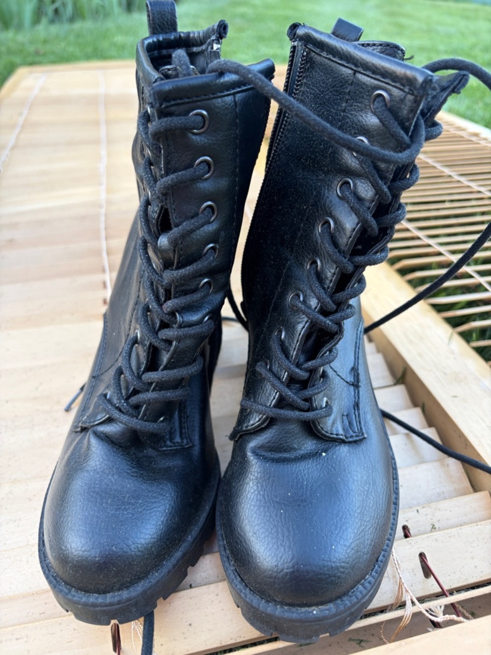 Zigi Soho Black Lace-Up Combat Boots